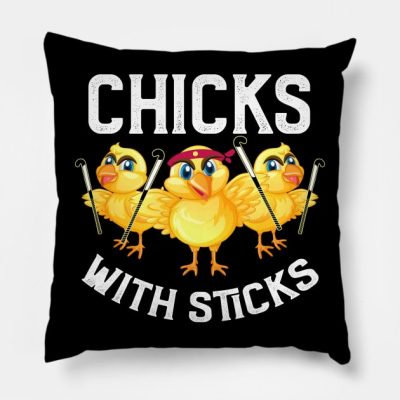 Chicks With Sticks Field Hockey Throw Pillow Official Hockey Gifts Merch