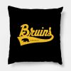 Vintage Bruins Hockey Script Yellow Throw Pillow Official Hockey Gifts Merch