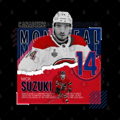 Nick Suzuki Hockey Paper Poster Canadiens Throw Pillow Official Hockey Gifts Merch