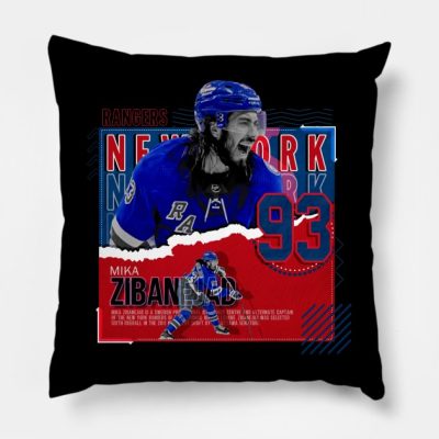 Mika Zibanejad Hockey Paper Poster Rangers Throw Pillow Official Hockey Gifts Merch