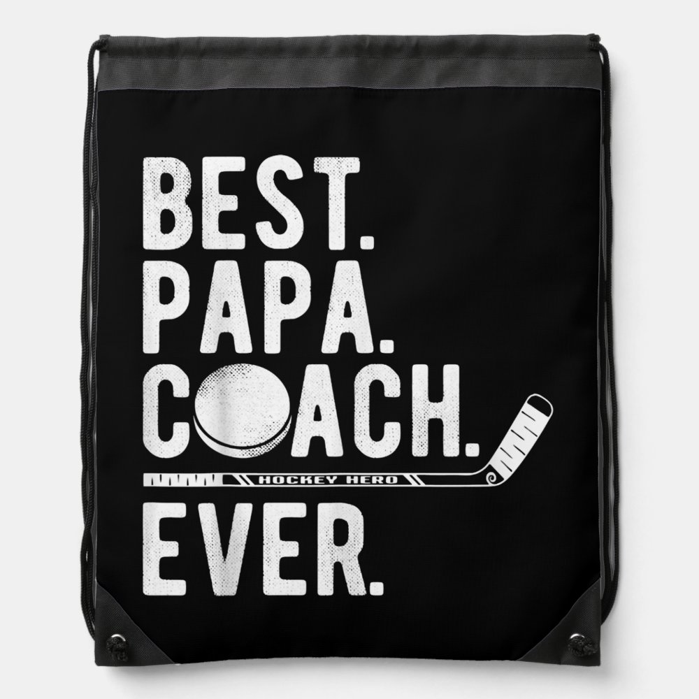 mens ice hockey best papa coach ever dad daddy drawstring bag - Hockey Gifts