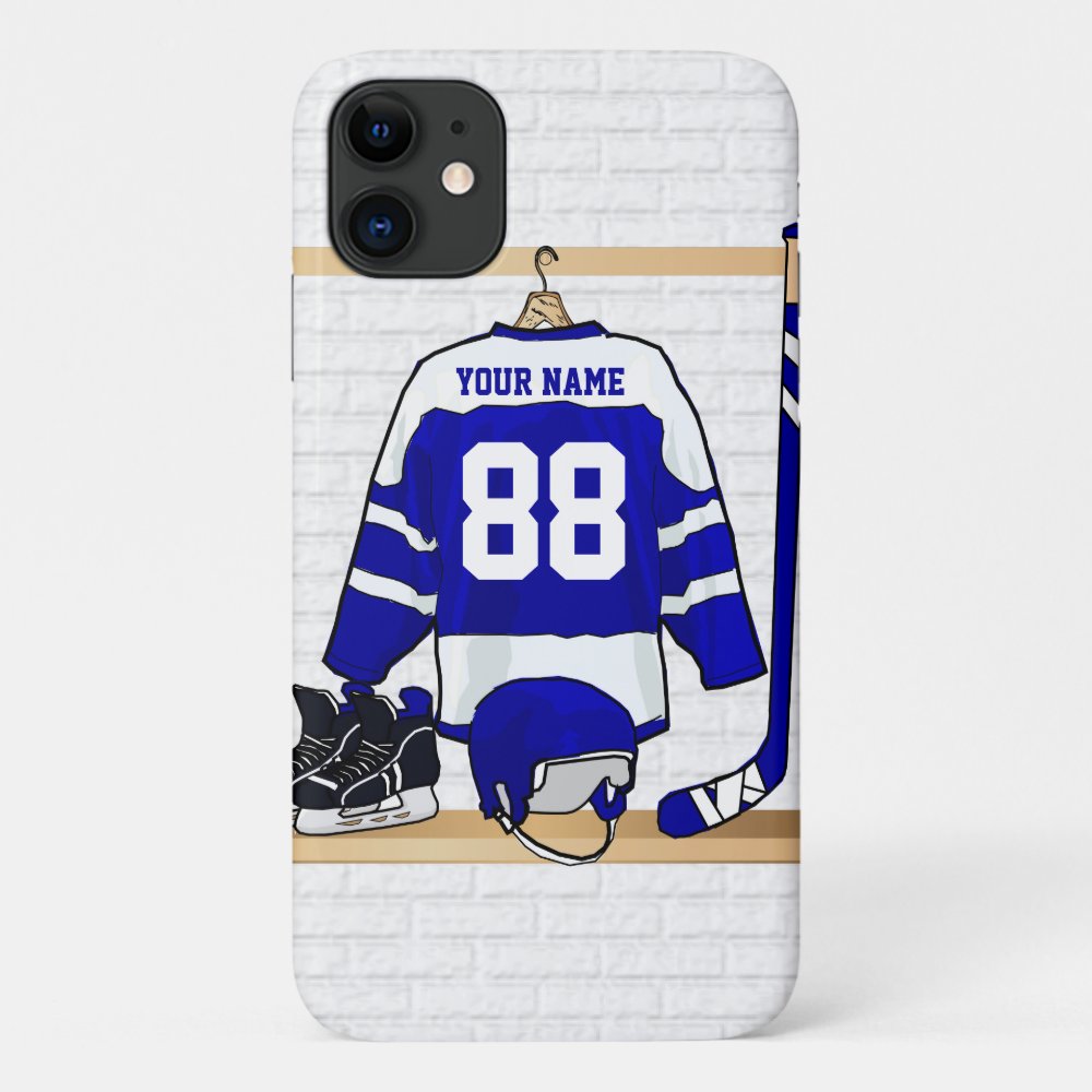 personalized blue and white ice hockey jersey case mate iphone case r83787ab5d7f44a0f9b7b1531d588f5b5 09h46 1000 - Hockey Gifts