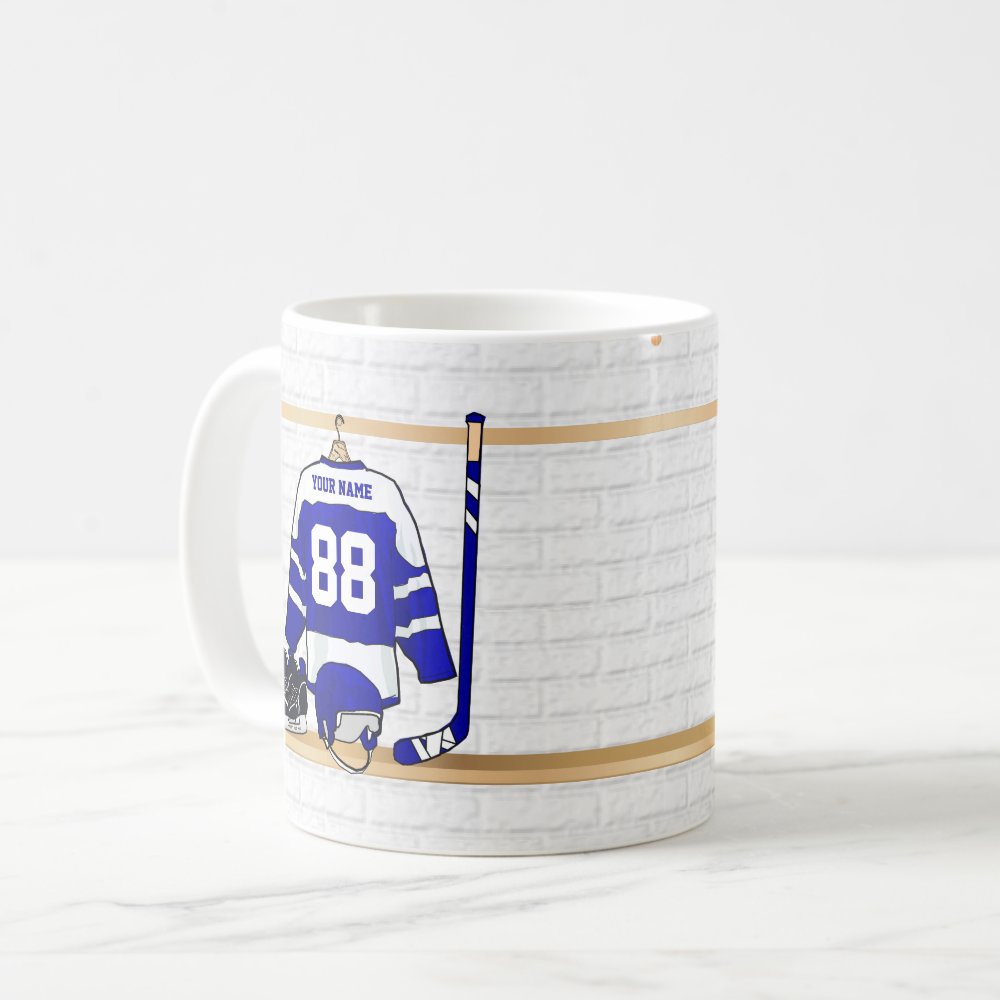 personalized blue and white ice hockey jersey coffee mug race89f7ed12b45cb9f1508e8c882c04a kz9ah 1000 - Hockey Gifts