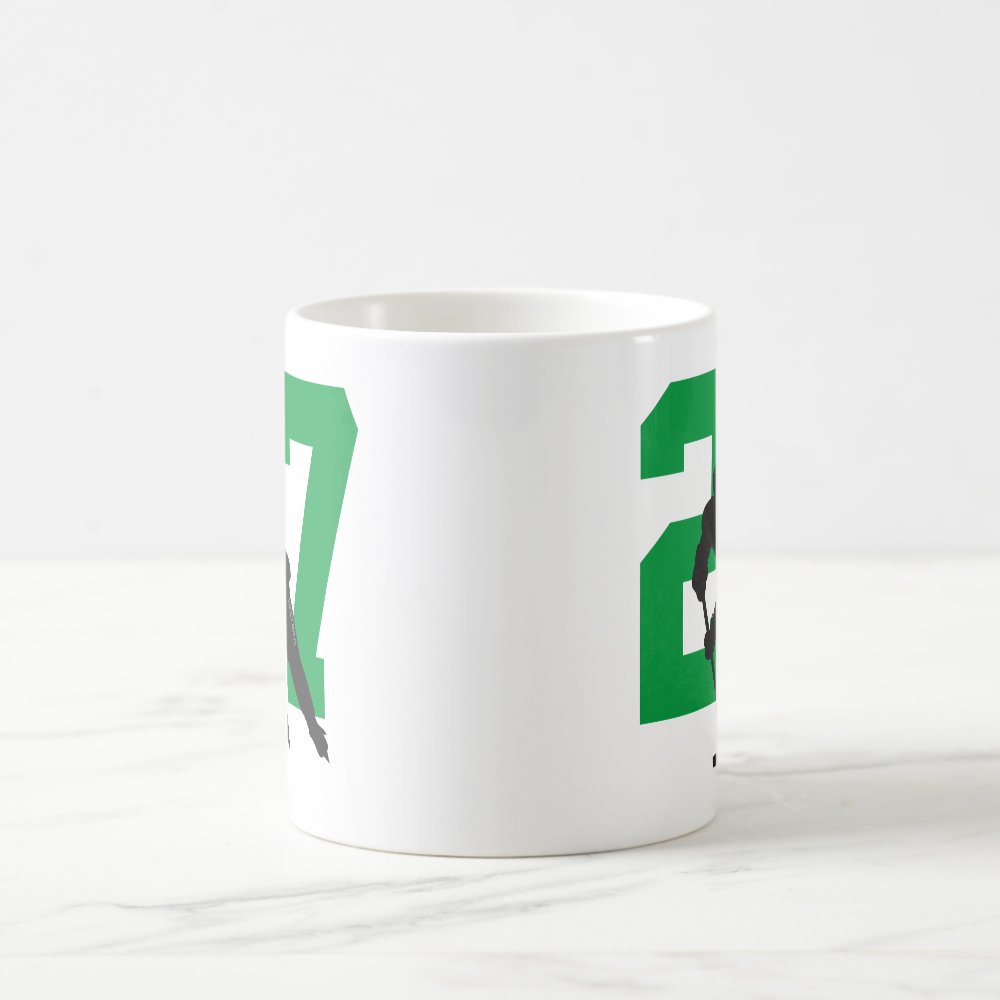 personalized hockey player number black green coffee mug - Hockey Gifts