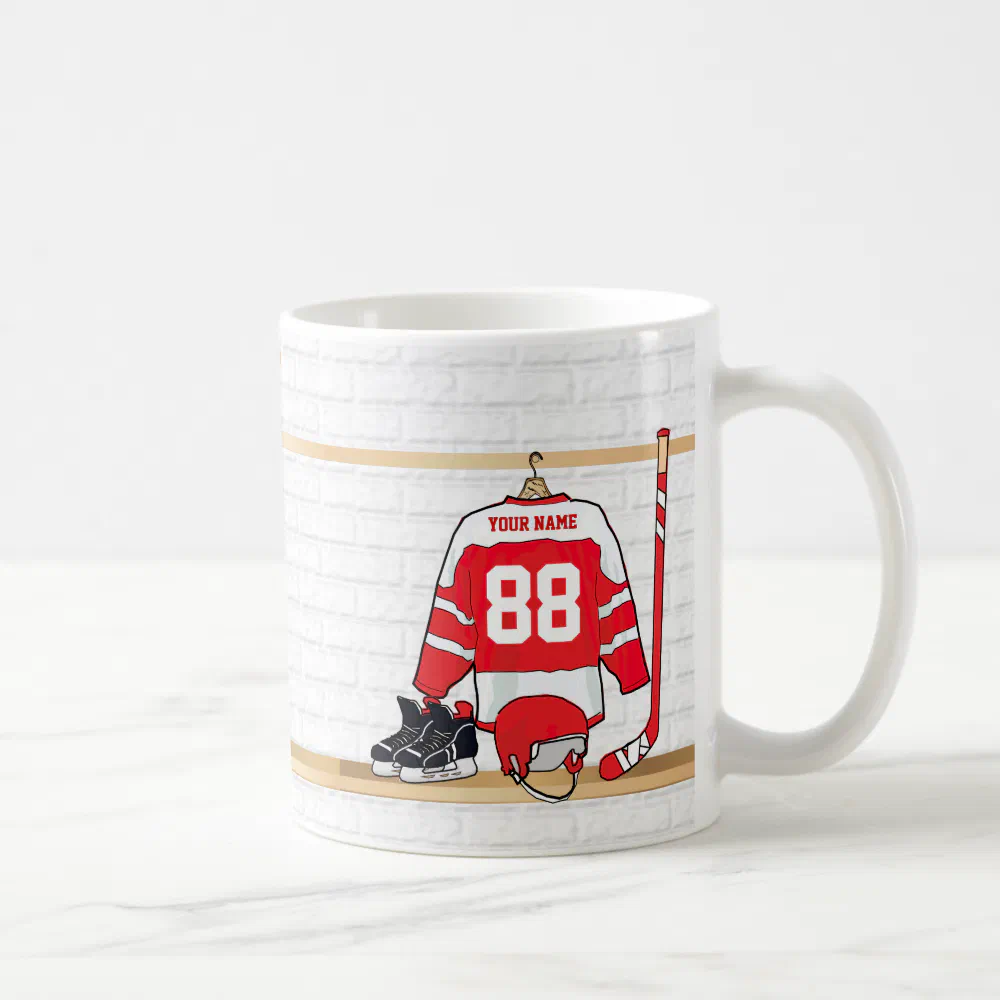 personalized red and white ice hockey jersey coffee mug r72edb0961334492390b40694f85b3a17 x7jgr 8byvr 1000 1 - Hockey Gifts