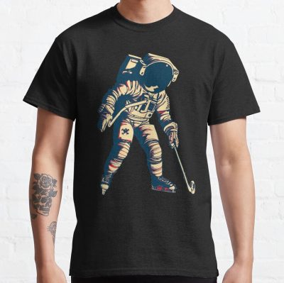 Astronaut Playing Ice Hockey T-Shirt Official Hockey Gifts Merch