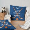 Eat. Sleep. Hockey. Repeat. Throw Pillow Official Hockey Gifts Merch