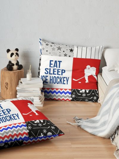 Ice Hockeyl Eat Sleep Gift For Ice Hockey Boy Throw Pillow Official Hockey Gifts Merch