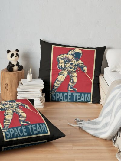 Astronaut Playing Ice Hockey - Space Team Throw Pillow Official Hockey Gifts Merch