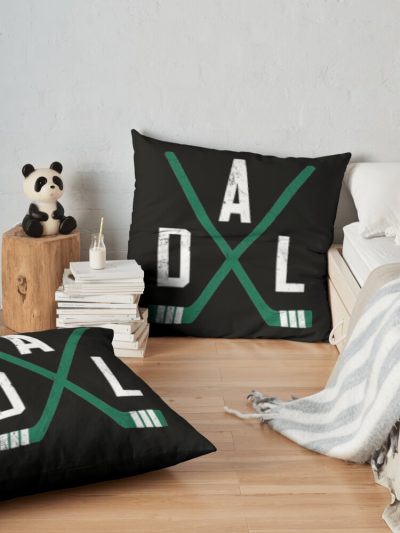 Hockey - Dallas Stars - Black Throw Pillow Official Hockey Gifts Merch