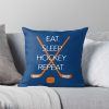 Eat. Sleep. Hockey. Repeat. Throw Pillow Official Hockey Gifts Merch