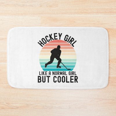 Hockey Girl Like A Normal Girl But Cooler, Funny Gift For Hockey Lovers Bath Mat Official Hockey Gifts Merch