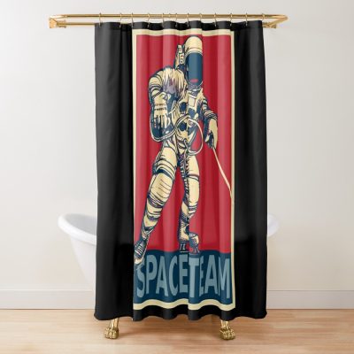 Astronaut Playing Ice Hockey - Space Team Shower Curtain Official Hockey Gifts Merch