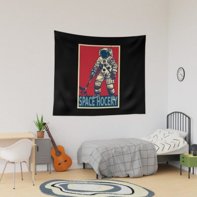 Astronaut Playing Ice Hockey Tapestry Official Hockey Gifts Merch