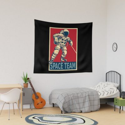 Astronaut Playing Ice Hockey - Space Team Tapestry Official Hockey Gifts Merch