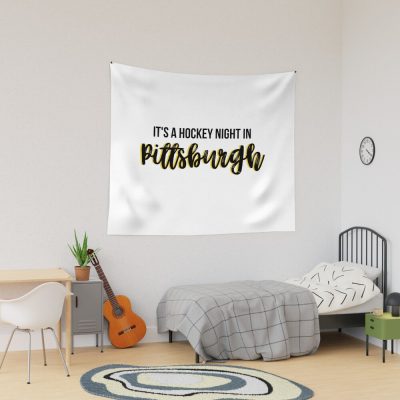 It'S A Hockey Night In Pittsburgh Tapestry Official Hockey Gifts Merch