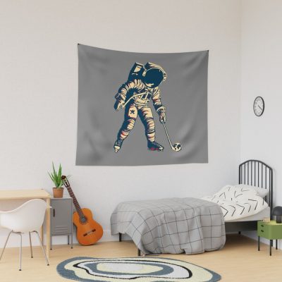 Astronaut Playing Ice Hockey Tapestry Official Hockey Gifts Merch