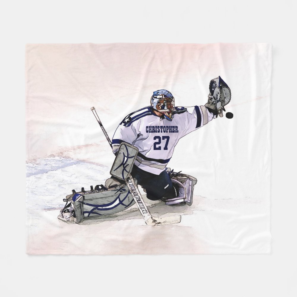 ice hockey goalkeeper with your name drawing fleece blanket rfd9a4224cc4542da8bf5014f422ec3af zke8i 1000 - Hockey Gifts