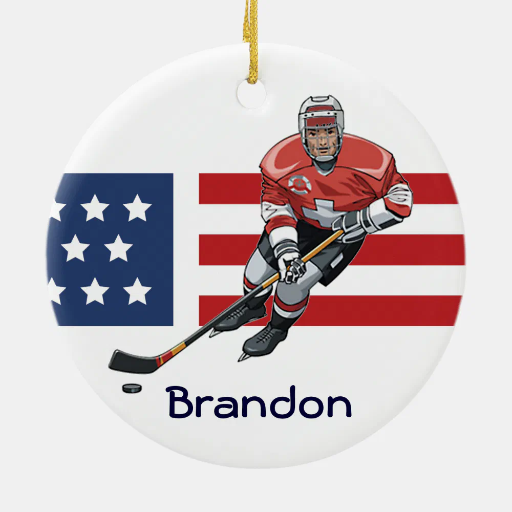 patriotic hockey design ornament - Hockey Gifts