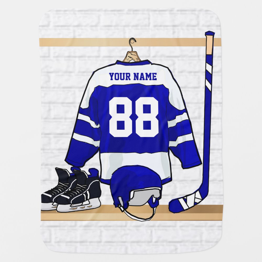 personalized blue and white ice hockey jersey baby blanket r5bd249d62e1a4d36b35a12a68ad70bb3 zfi5w 1000 - Hockey Gifts