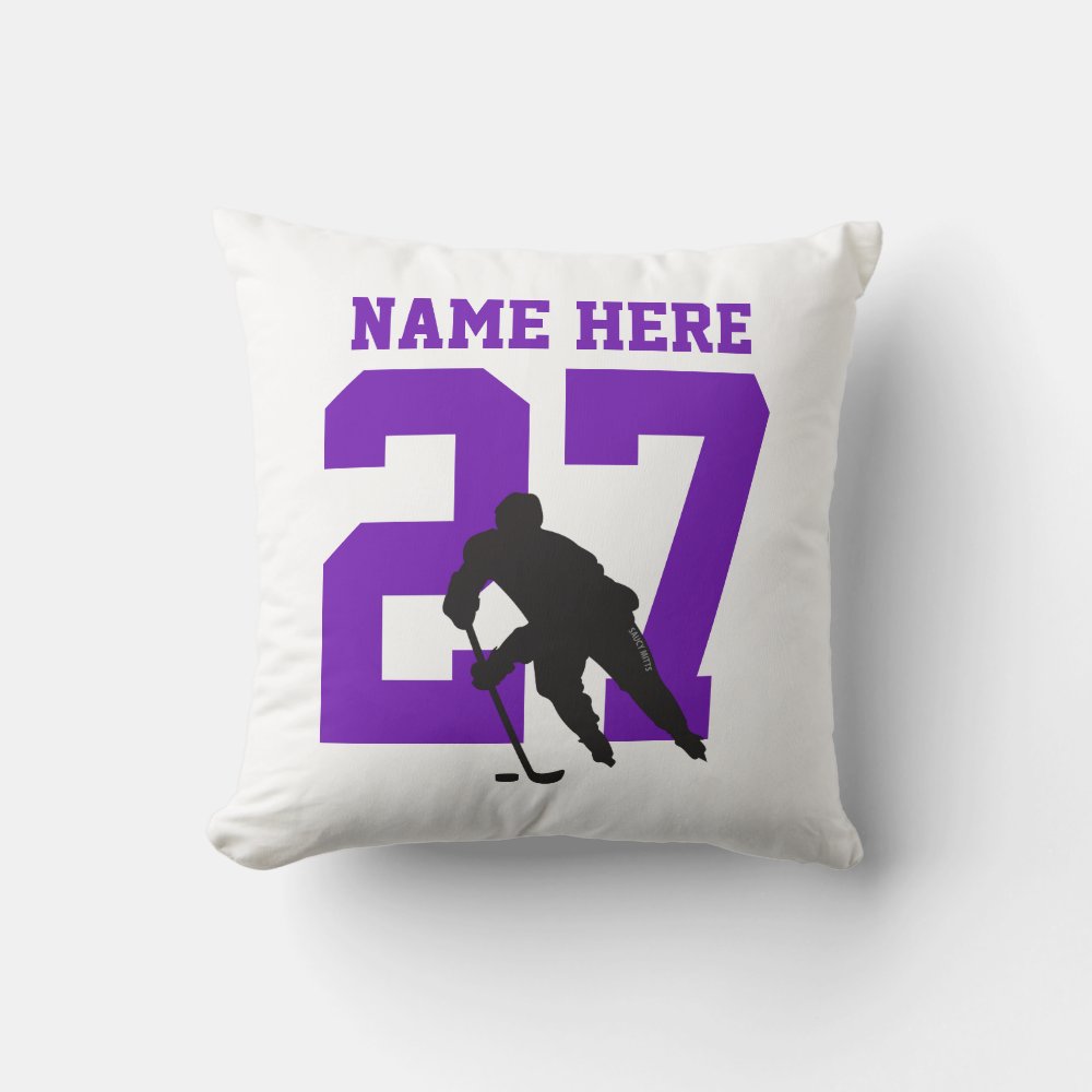 personalized hockey player name number purple throw pillow ra61efaa28b414c36b5222c5280082baa 4gu57 8byvr 1000 - Hockey Gifts