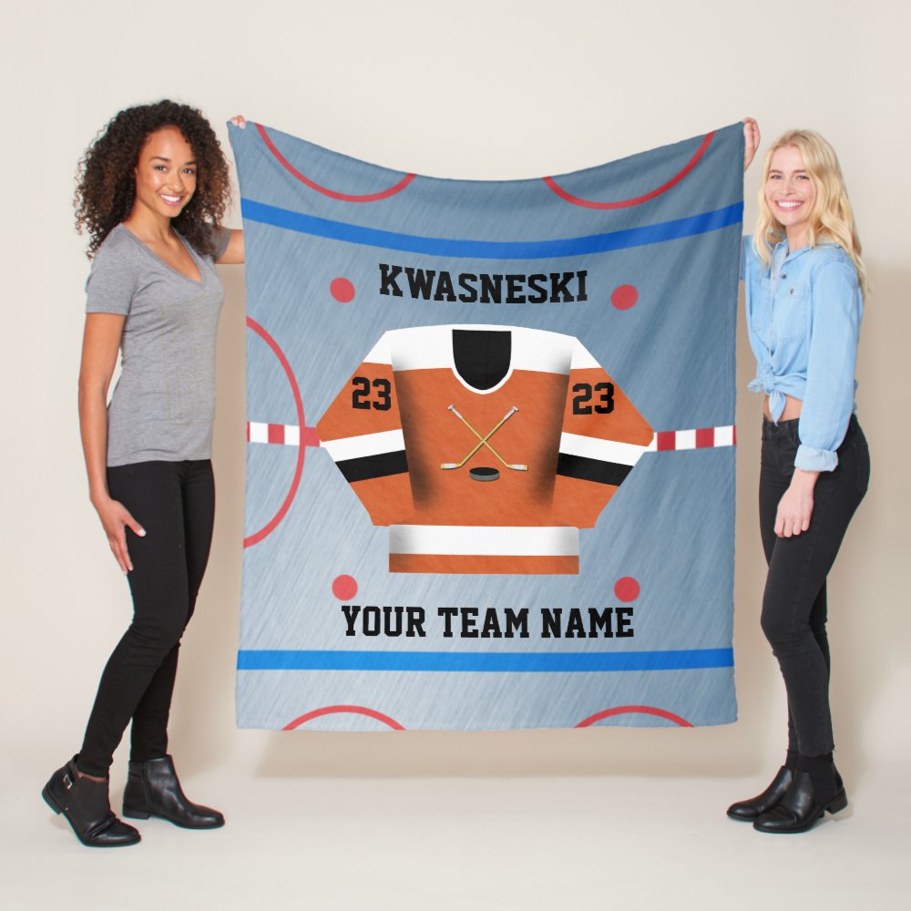 red black ice hockey rink player jersey fleece blanket - Hockey Gifts