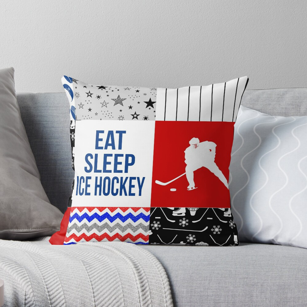 Eat Sleep Gift For Ice Hockey Boy Throw Pillow