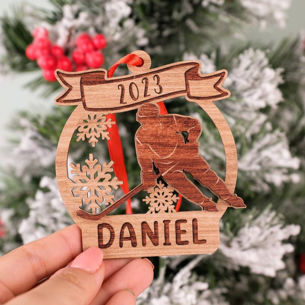 Custom Hockey Goalie Hanging Wooden Ornament