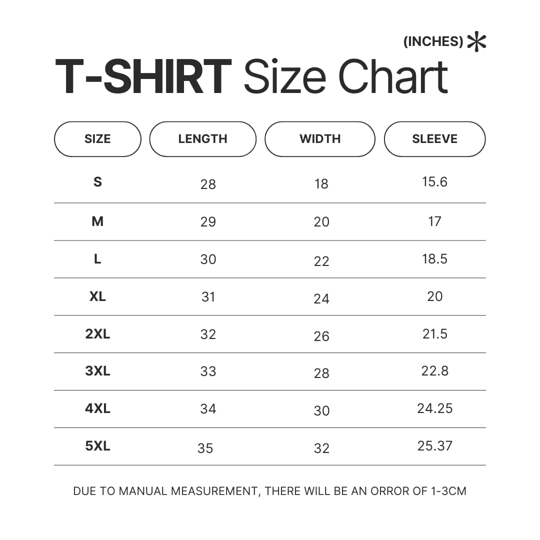 3D T shirt Size Chart - Hockey Gifts