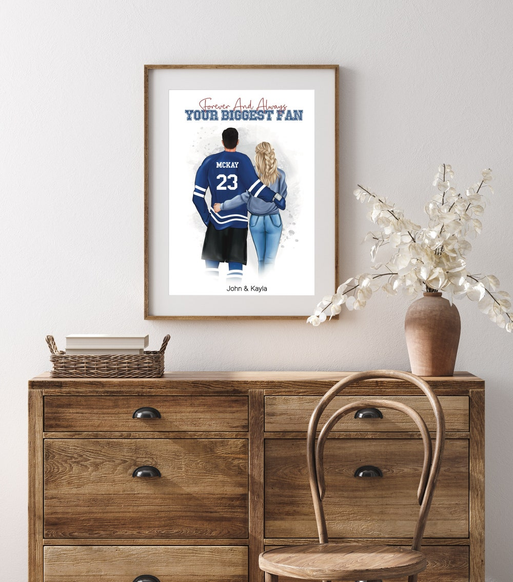 Personalized Hockey Couple Wall Art