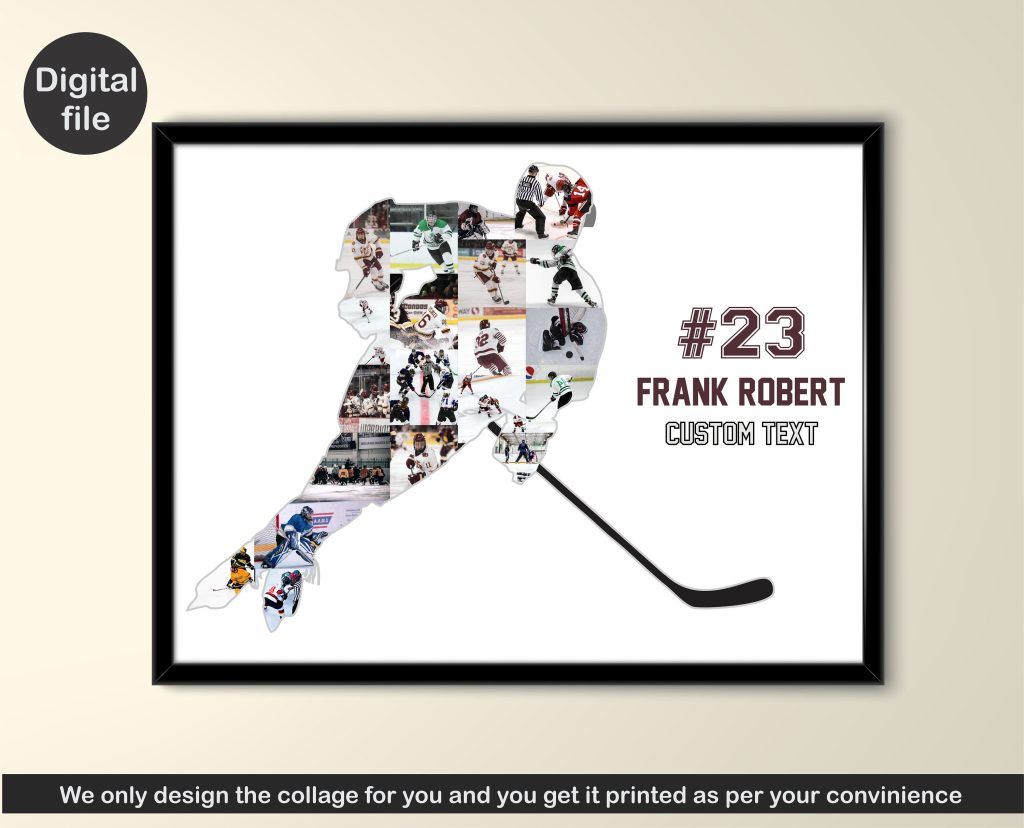 Personalized Ice hockey photo collage Wall Art